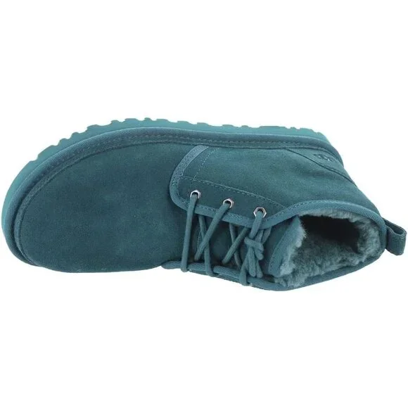 👑Men Ankle Chukka Boots Blue Leather Modern Classic Comfort Lace Up Round Toe